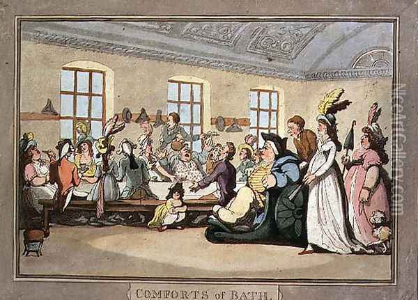 The Public Breakfast, plate 11 from Comforts of Bath, 1798 Oil Painting - Thomas Rowlandson
