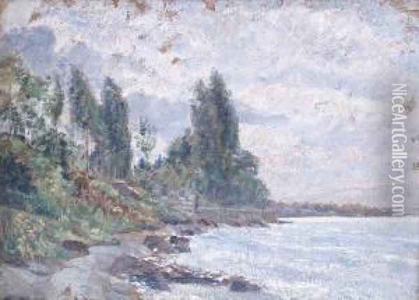 Bord De Lac A Thonon Oil Painting - Joseph Rerolle