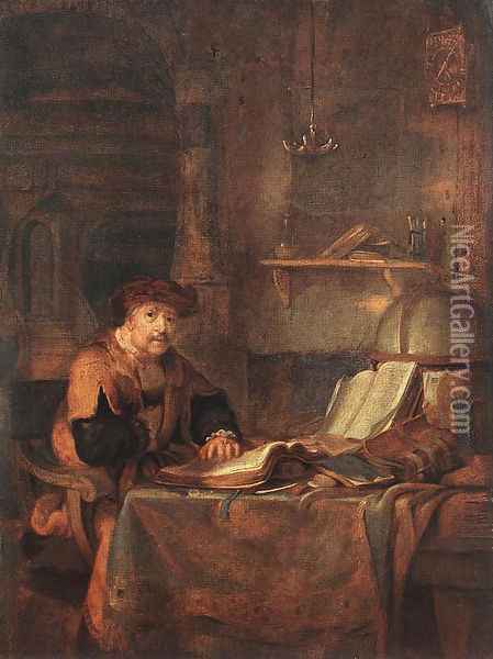Scholar with his Books 1671 Oil Painting - Gerbrand Van Den Eeckhout