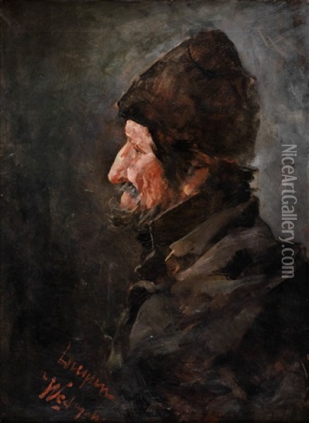 Portret Starca Oil Painting - Lucjan Wedrychowski