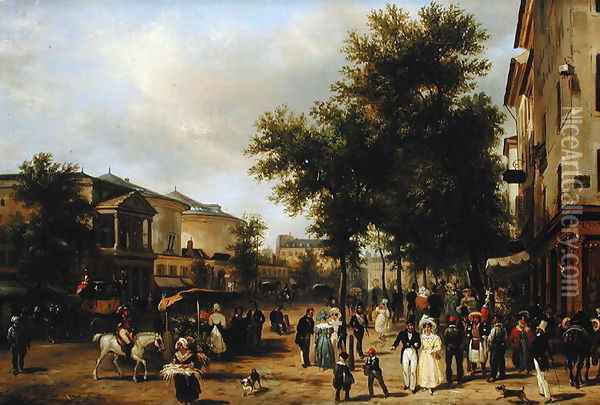 View of Boulevard Montmartre, Paris, 1830 Oil Painting - Guiseppe Canella