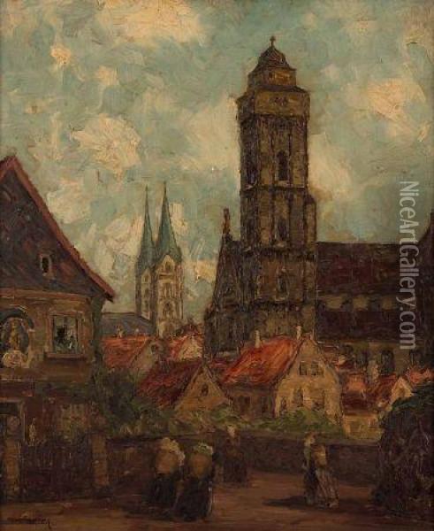 Sommertag In Barmberg (see Label Verso) Oil Painting - Fritz Geyer
