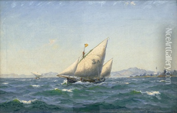 Segelboote An Der Spanischen Kuste (port Alfaquez?) Oil Painting - Christian Benjamin Olsen
