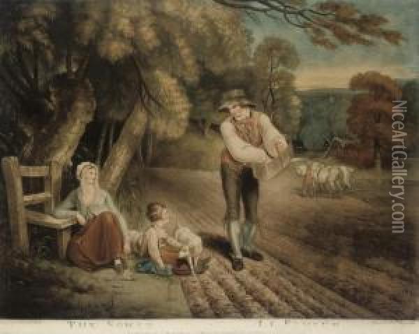 The Thrasher; And The Sower Oil Painting - Samuel William I Reynolds