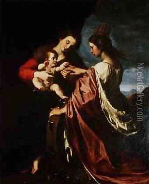 The Mystic Marriage of St Catherine Oil Painting - Giovanni Giovanni da San (Mannozzi)