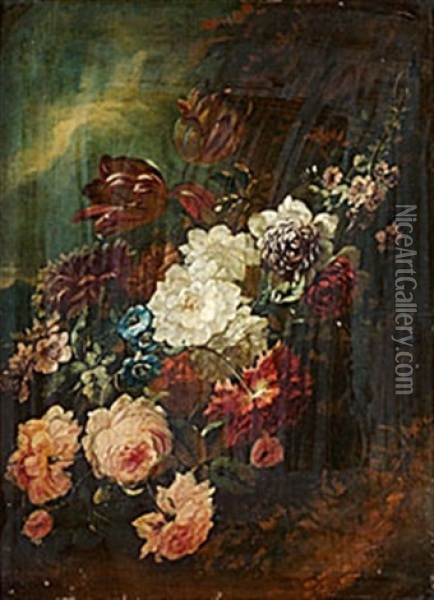 Blomsterstilleben Oil Painting - Abraham Mignon