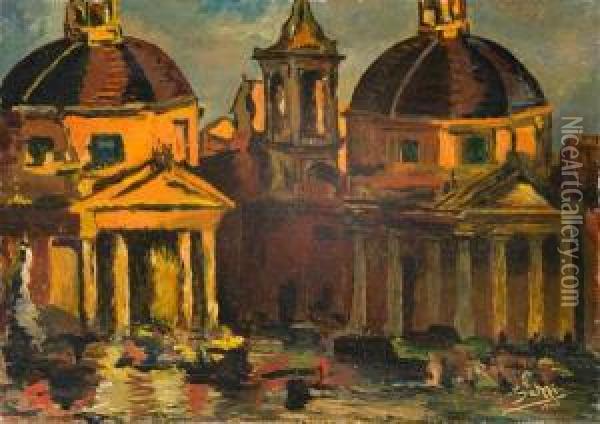 Piazza Del Popolo Oil Painting - Sami Yetik