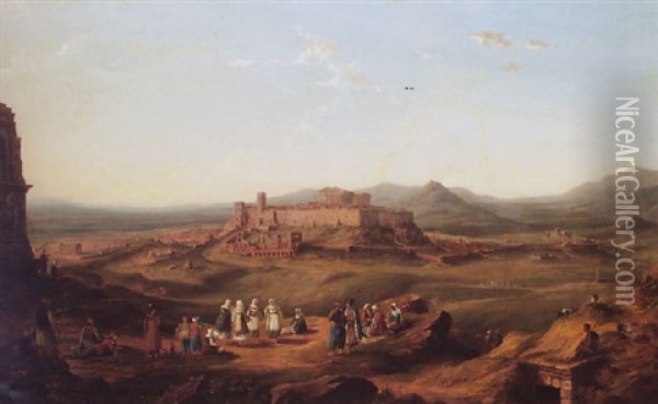 Athens From The Museum Hill Oil Painting - Richard Bankes Harraden