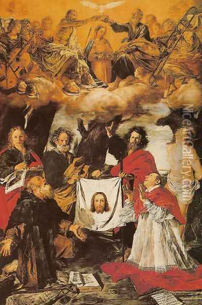 Coronation of the Virgin with Saints (Incoronazione della Vergine e santi) 1625 Oil Painting - Giovanni Serodine