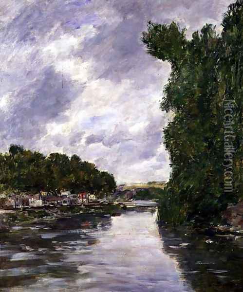 River near Abbeville 1894 Oil Painting - Eugene Boudin