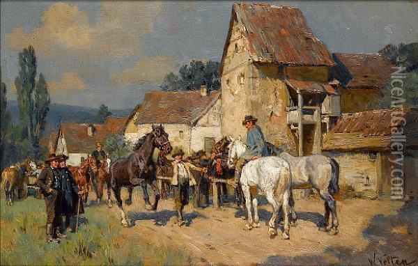 The Horse Market Oil Painting - Wilhelm Velten