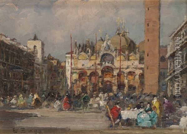 Veduta Di Piazza San Marco. Venezia Oil Painting - Erma Zago