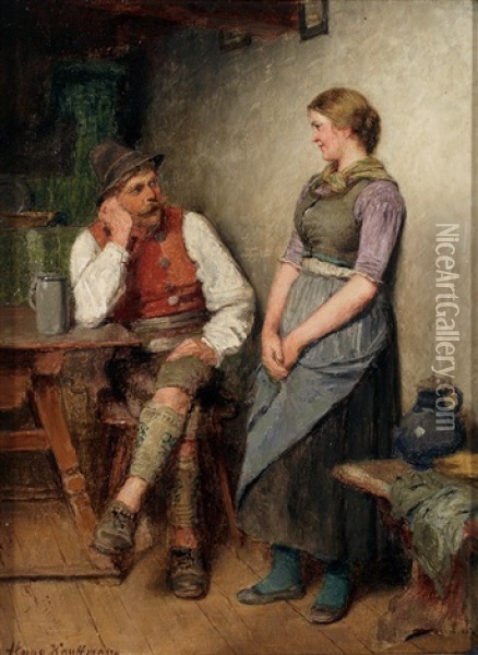 Tandelndes Paar In Einer Bauernstube Oil Painting - Hugo Wilhelm Kauffmann