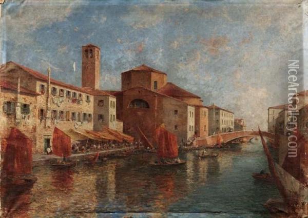 Chioggia Oil Painting - Robaldo Casalini Baldelli