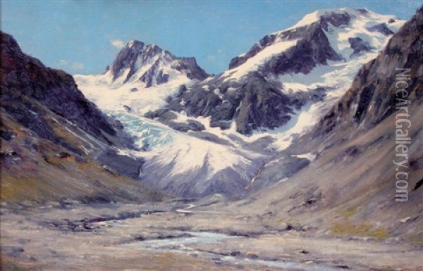 Le Glacier De La Pilatte Oil Painting - Charles Alexandre Bertier