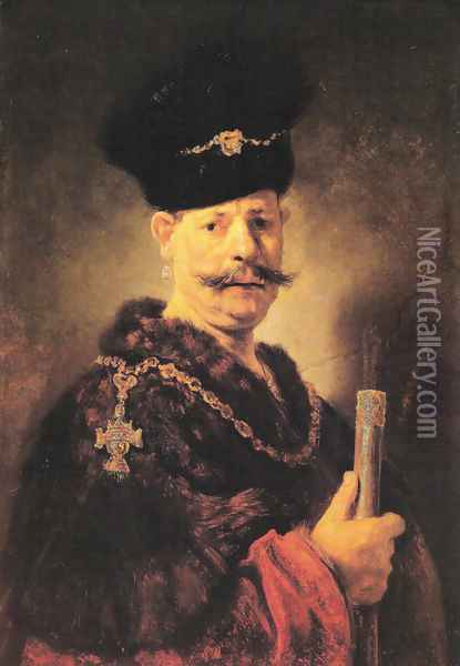 A Polish Nobleman Oil Painting - Rembrandt Van Rijn