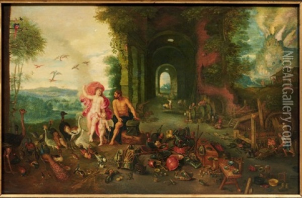 Venus Dans La Forge De Vulcain Oil Painting - Jan Peeter Brueghel