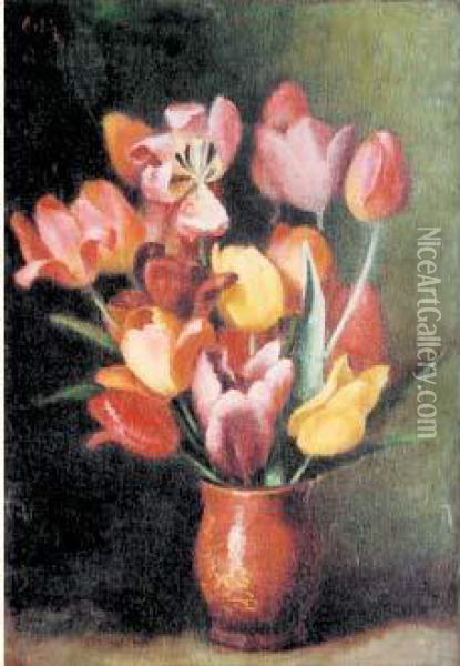 Les Tulipes Oil Painting - Manuel Ortiz De Zarate