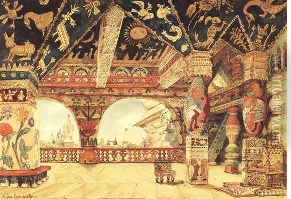 Stage design for Nikolai Rimsky-Korsakov's opera 'The Snow Maiden', 1883 Oil Painting - Viktor Vasnetsov