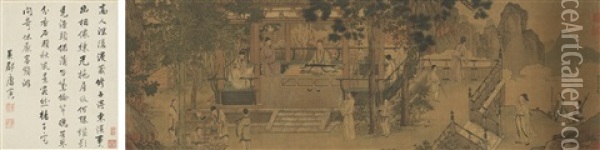Scholars Gathering In A Garden Oil Painting -  Qiu Ying