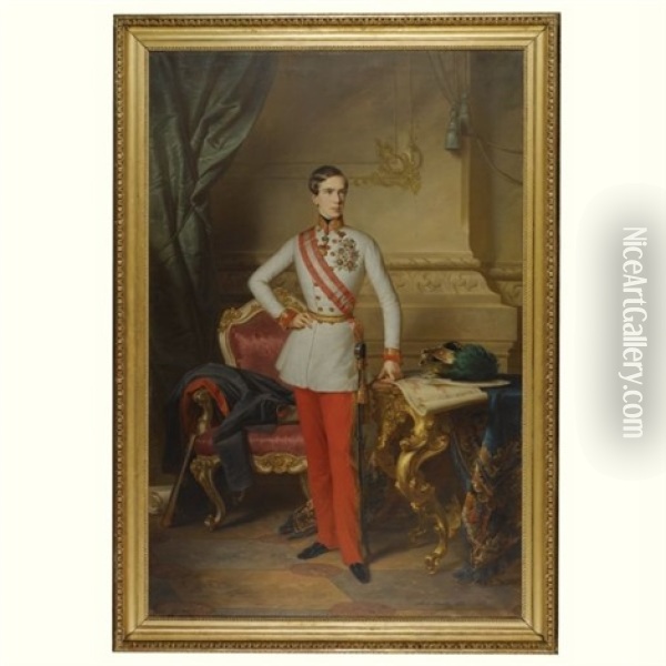 Emperor Franz Joseph I, Emperor Of Austria, King Of Bohemia, King Of Croatia And Apostolic King Of Hungary Oil Painting - Anton Einsle