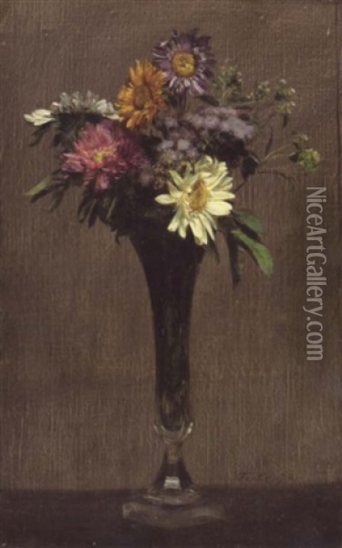 Marguerites Et Dahlias Oil Painting - Henri Fantin-Latour