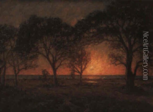 Solnedgang, Oland Oil Painting - Per Ekstroem