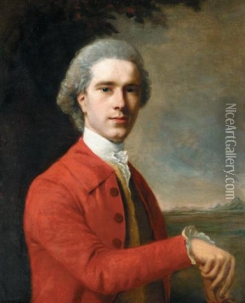 Portrait Of A Gentleman Oil Painting - Nathaniel Hone the Elder