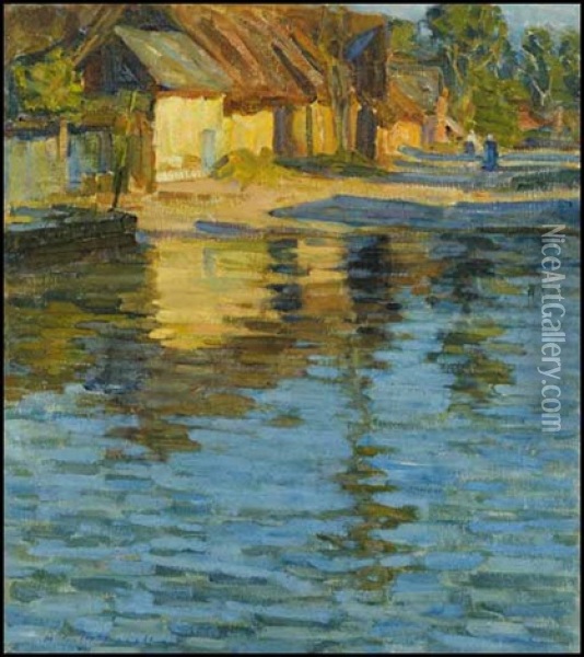 Reflections Oil Painting - Helen Galloway Mcnicoll