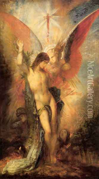 Saint Sebastian and the Angel Oil Painting - Gustave Moreau
