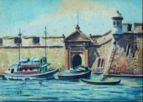 Ciudad Con Canal Oil Painting - Enrique Nieto Uribarri