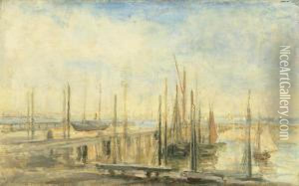 Yachts In A Basin Oil Painting - Philip Wilson Steer
