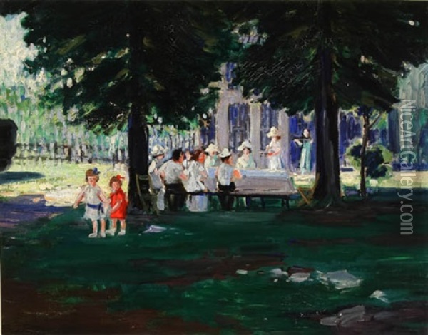 The Picnic Party Oil Painting - August Frederick Lundberg
