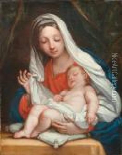 Madonna And Child. Oil Painting - Carlo Maratta or Maratti