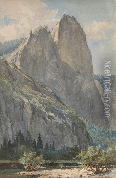 View Of Yosemite Valley Oil Painting - Christian A. Jorgensen