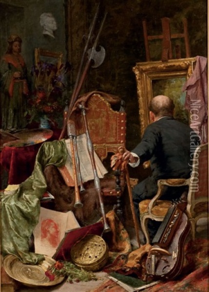 Atelier D'artiste Oil Painting - Eduard Hippolyte Margottet