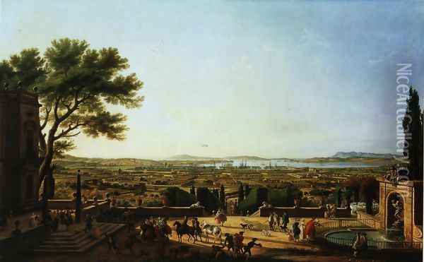 Second sight, the port of Toulon, a view of Mont Faron Oil Painting - Claude-joseph Vernet