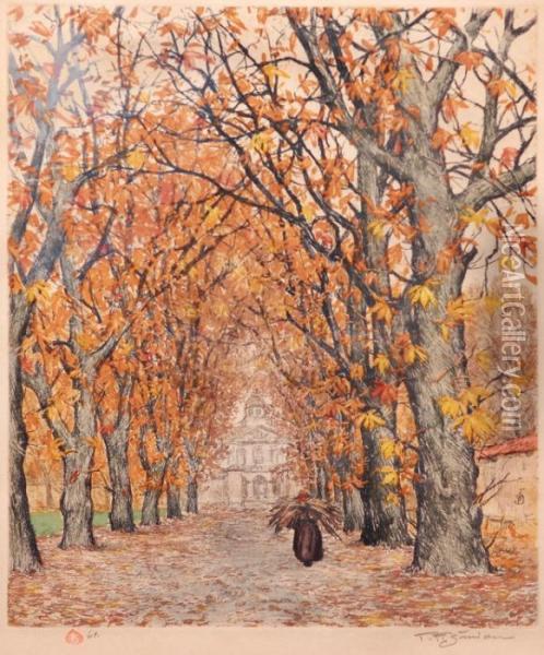 Autumn Tree Alley Oil Painting - Tavik Frantisek Simon