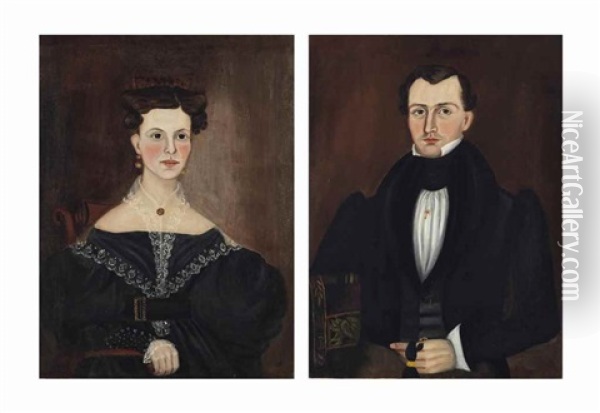 A Pair Of Portraits Of A Woman And A Man Oil Painting - Ruth Whittier Shute