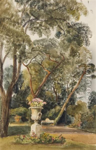 The Italian Garden At Down Hall, Essex Oil Painting - Harriet Cheney