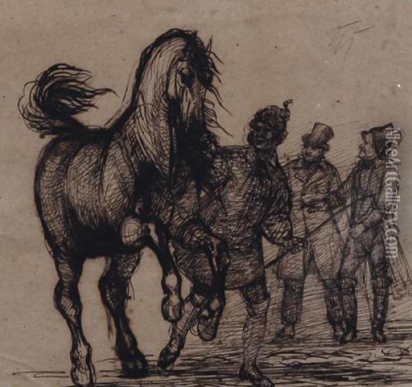 A Horse Dealer Oil Painting - Carle Vernet