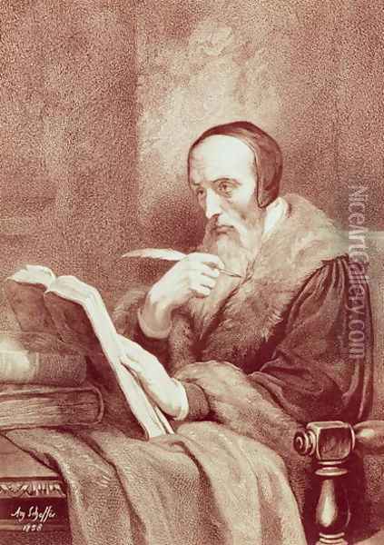 Portrait of John Calvin 1509-1564 Oil Painting - Ary Scheffer