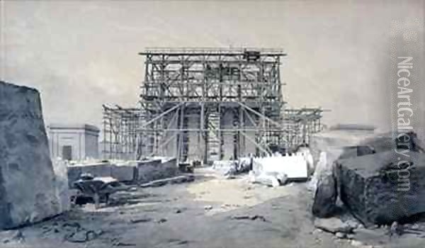Construction of the Euston Arch Oil Painting - John Cooke Bourne