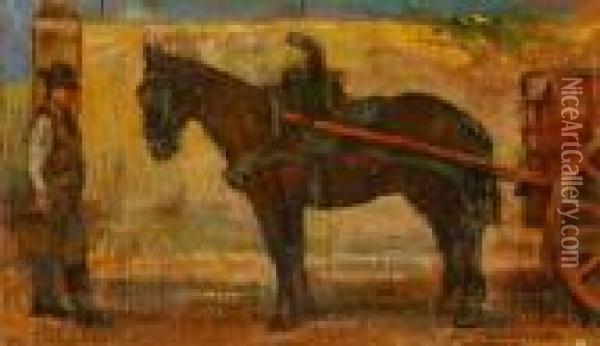 Cavallo Al Barroccio Oil Painting - Giovanni Bartolena