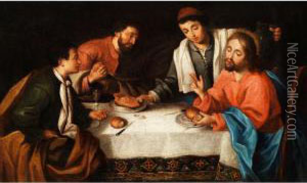 Emmaus, Christus Beim Brotbrechen Oil Painting - Pier Leone Ghezzi