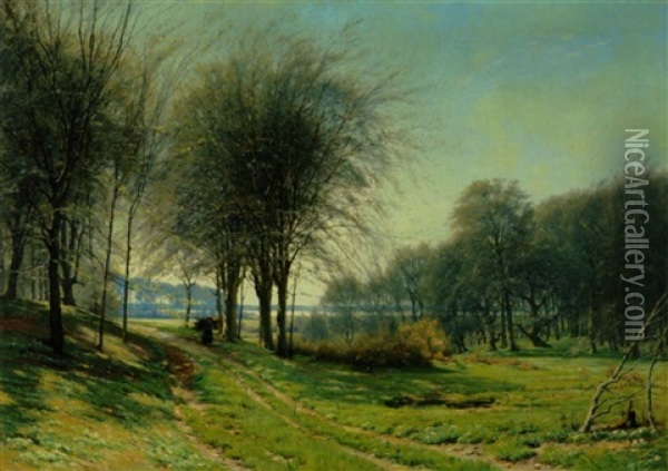 Forsommerdag I Skoven Oil Painting - Johannes Boesen