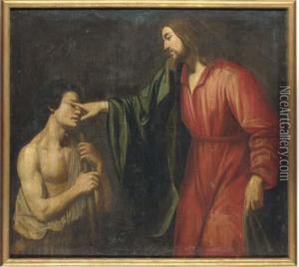 Christ Healing The Blind Man Oil Painting - Gysbrecht Van Der Kuyl