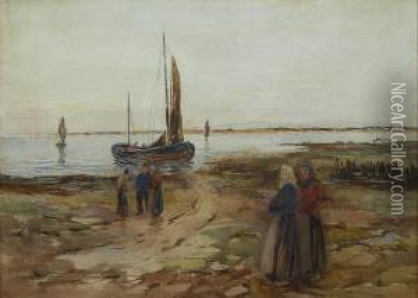 Waiting For The Boats Oil Painting - John Terris