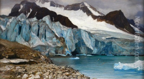 Die Magdalenenbai Auf Spitzbergen Im Sommer Oil Painting - Georg Macco