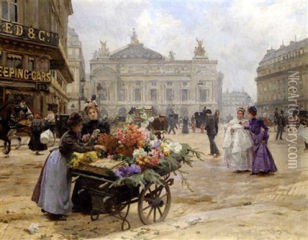 Place De L'opera Oil Painting - Louis Marie de Schryver
